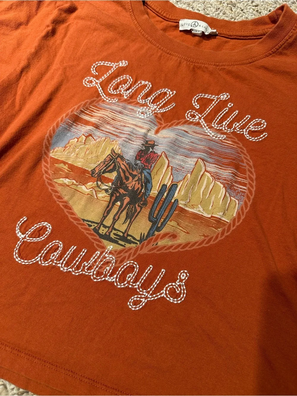 Long Live Cowboys Womens Boxy Cropped T-Shirt - Picture 2 of 6